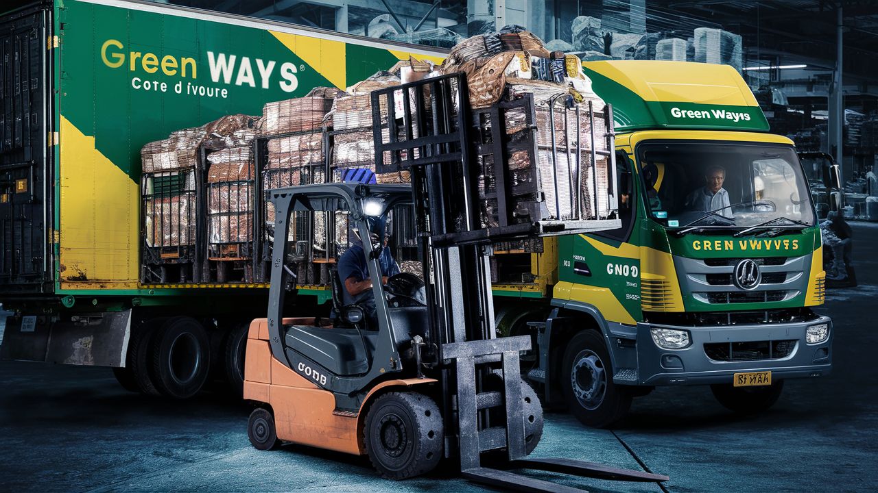 camion de transport de merchandise et chariot élévateur Green ways